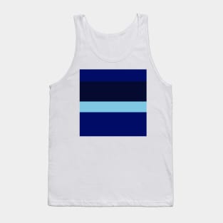 A miraculous package of Lightblue, Primary Blue, Dark Imperial Blue and Dark Navy stripes. Tank Top